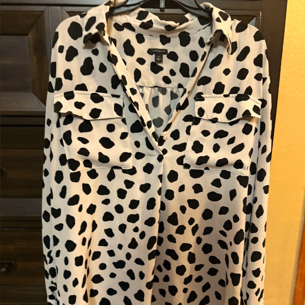 Ann Taylor Black and White Polka Dot Women's Top